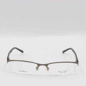 Silver Rectangle Half Rim Stainless Steel Unisex Glasses Made in Japan Konishi